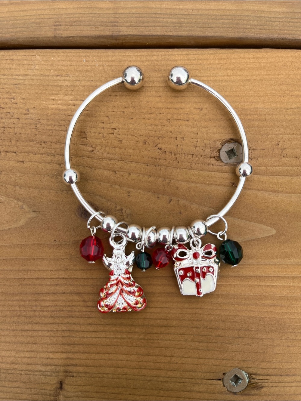 Silver tone Christmas charm bracelet